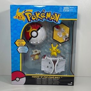 Tomy Pokemon Throw 'N' Pop Duel Pikachu Pokeball & Cubone Repeat Ball Figure Set